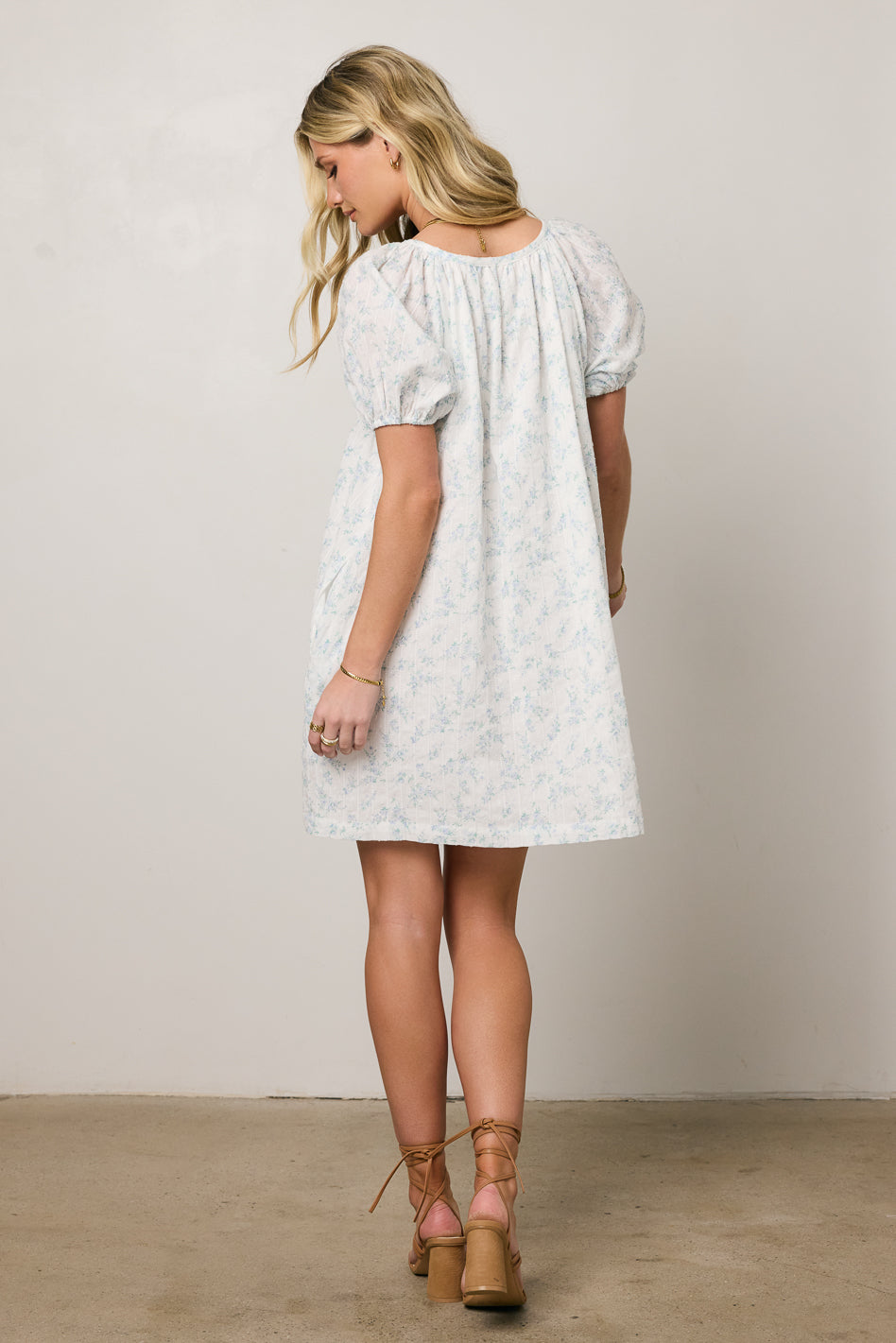 Pattie Floral Babydoll Dress in Blue - FINAL SALE