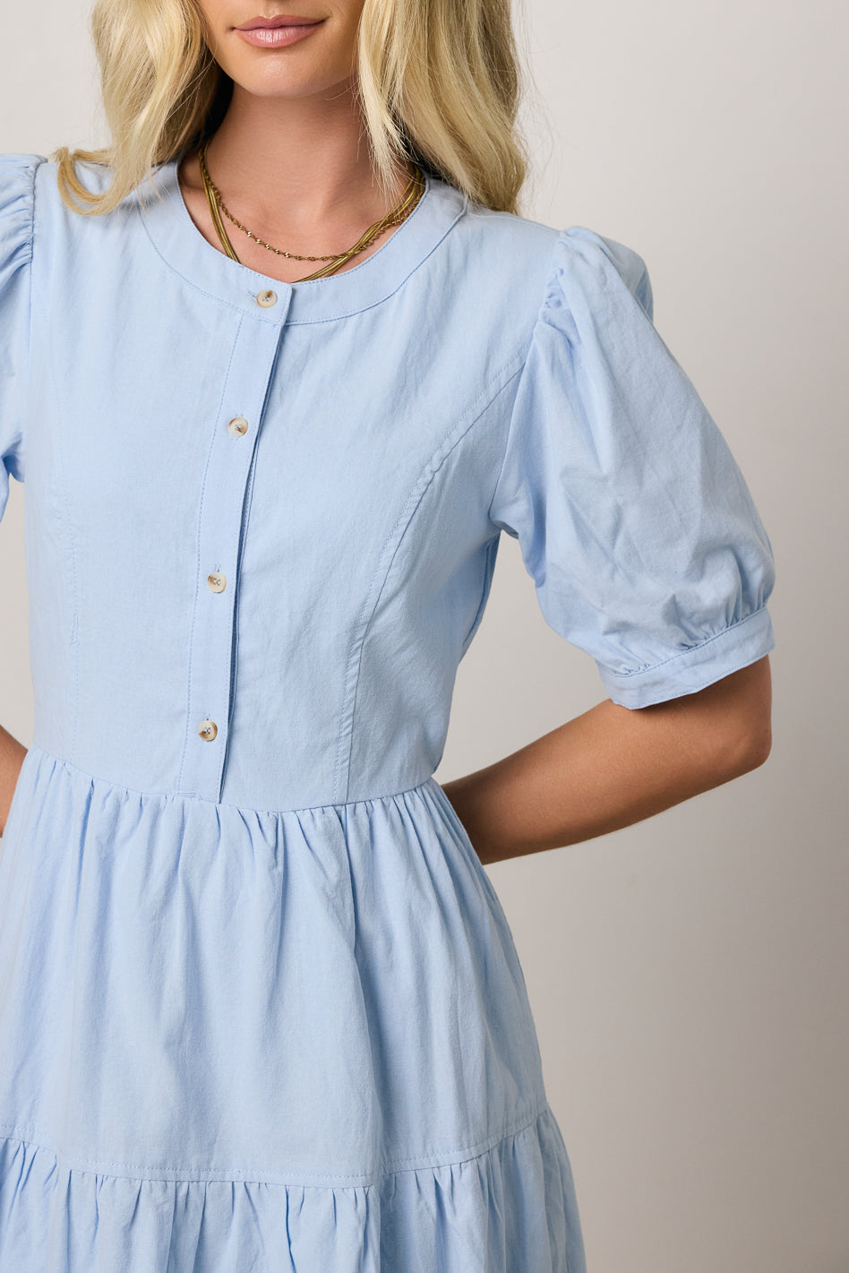 Finey Button Front Maxi Dress in Blue - FINAL SALE