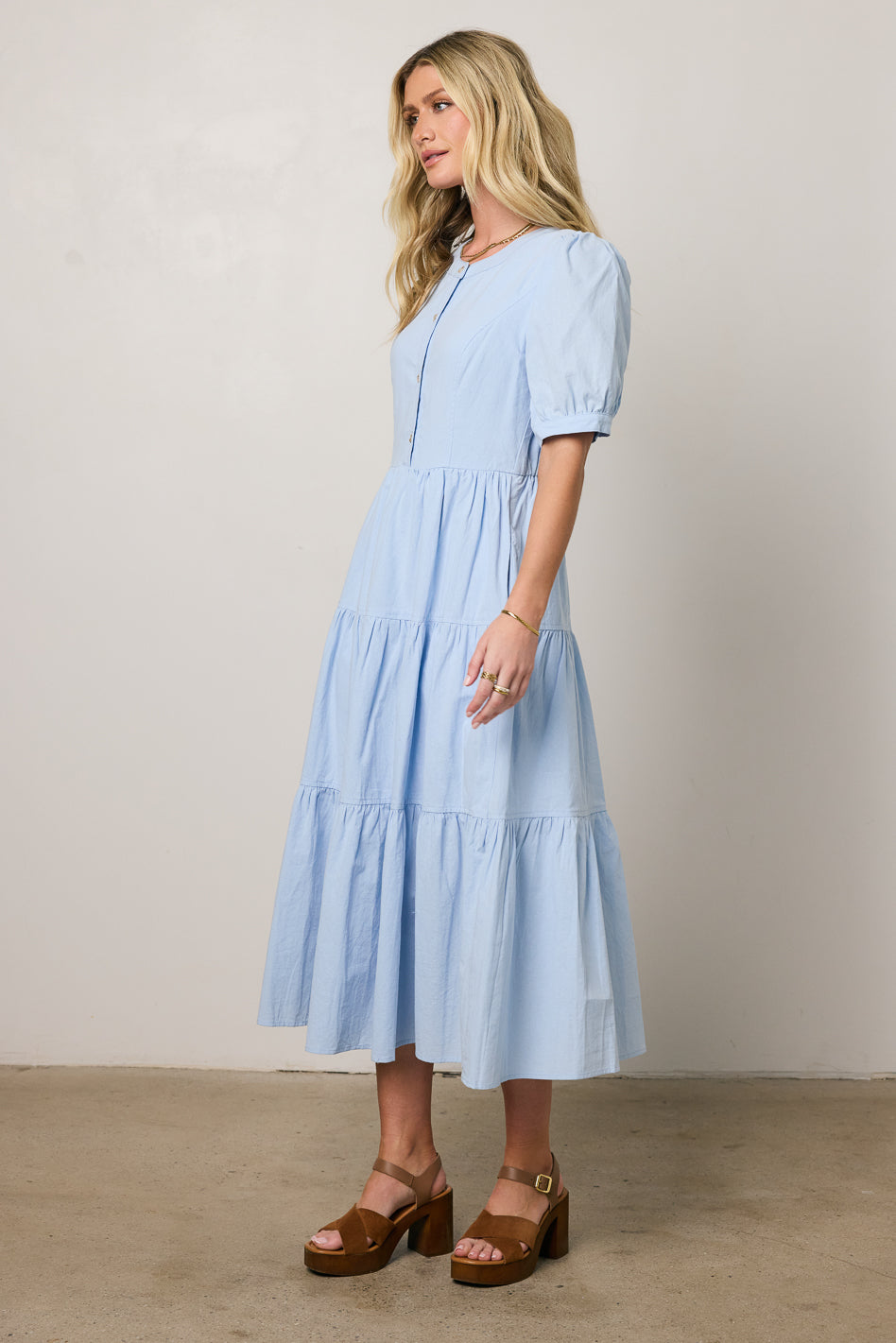 Finey Button Front Maxi Dress in Blue - FINAL SALE
