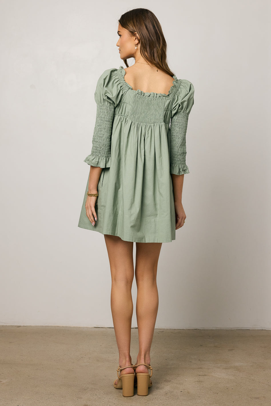 Nolan Babydoll Dress in Sage - FINAL SALE