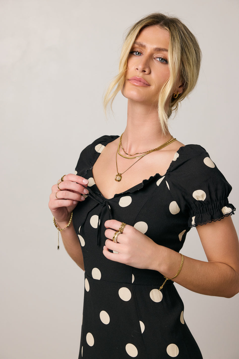 Marlow Polka Dot Maxi Dress In Black