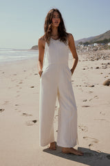 Tristan Knit Jumpsuit in Cream