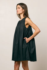 Arizona Pleated Babydoll Dress in Black