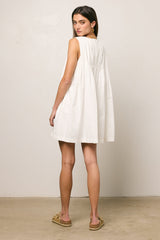 Arizona Pleated Babydoll Dress in White - FINAL SALE