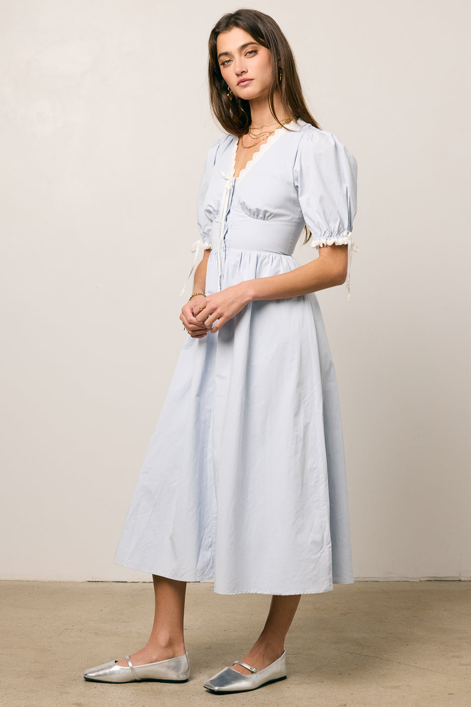 Romy Lace Trim Midi Dress