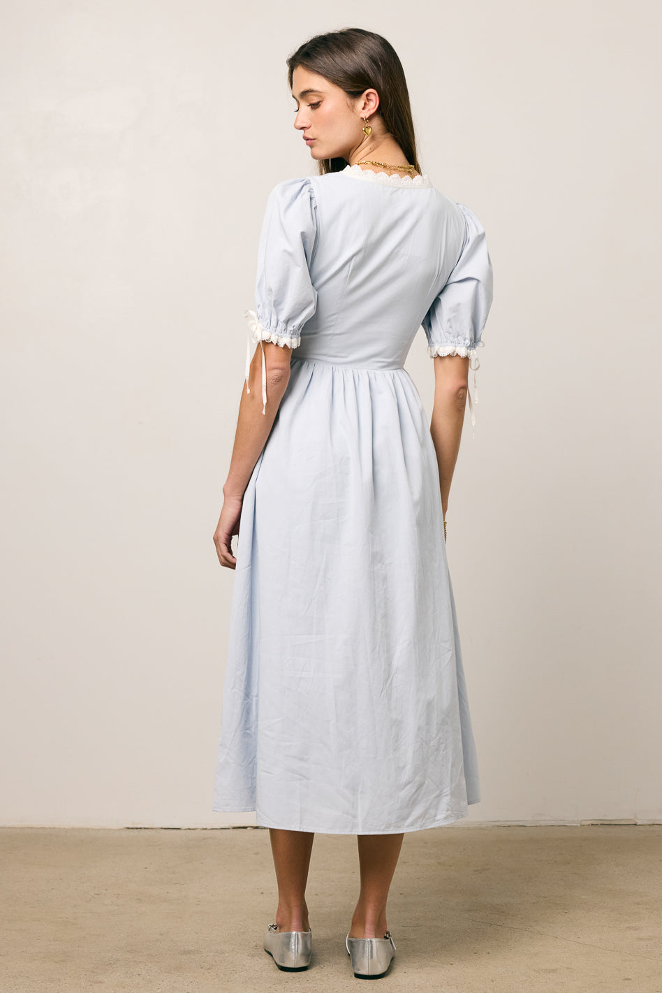 Romy Lace Trim Midi Dress