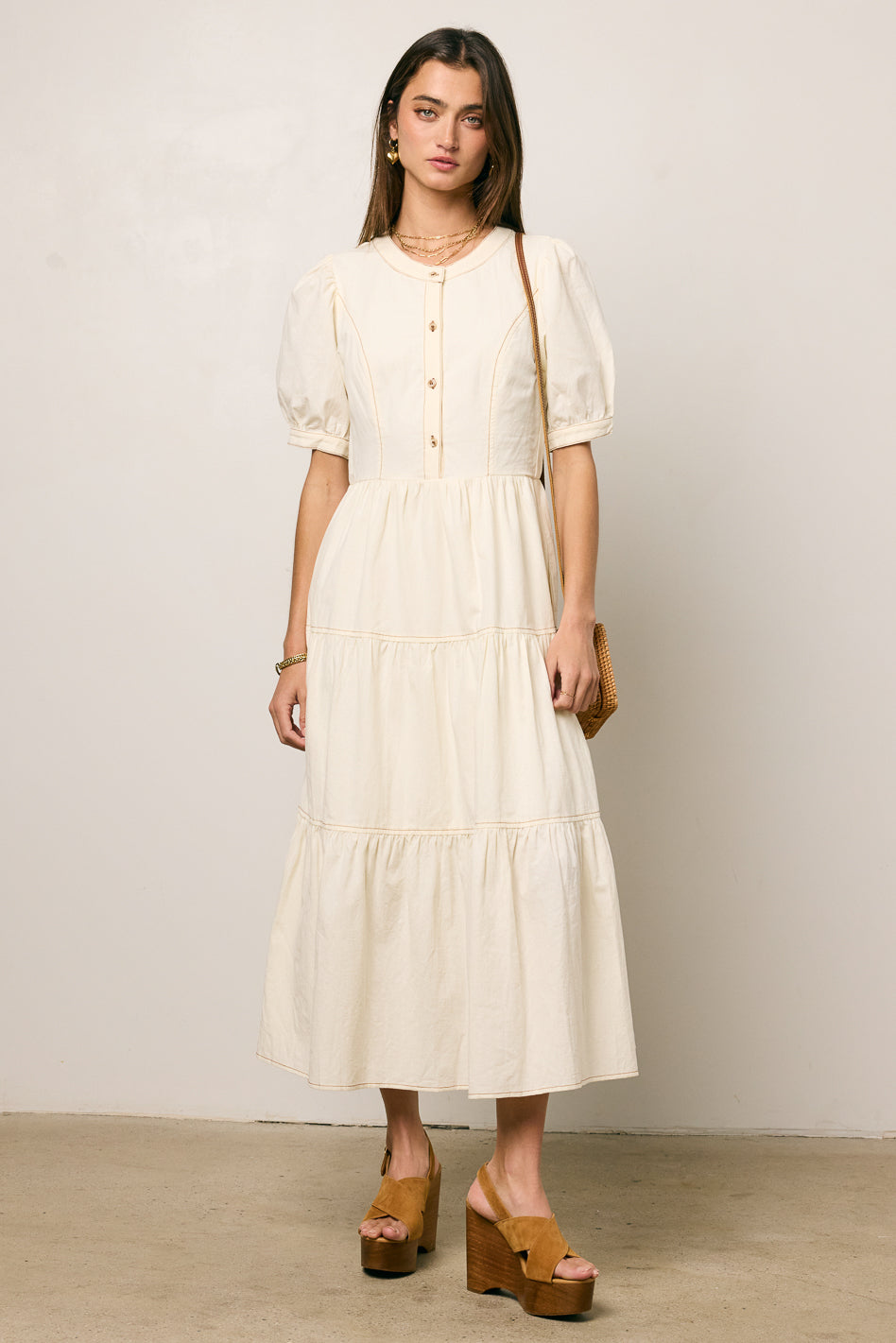 Finey Button Front Maxi Dress in Cream - FINAL SALE
