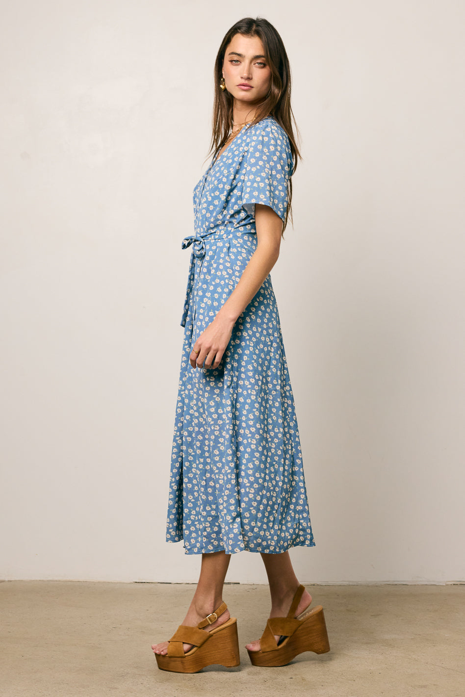 Malik Floral Midi Dress in Blue - FINAL SALE