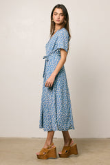 Malik Floral Midi Dress in Blue - FINAL SALE