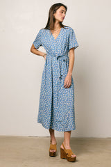 Malik Floral Midi Dress in Blue - FINAL SALE