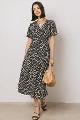 Malik Floral Midi Dress in Black