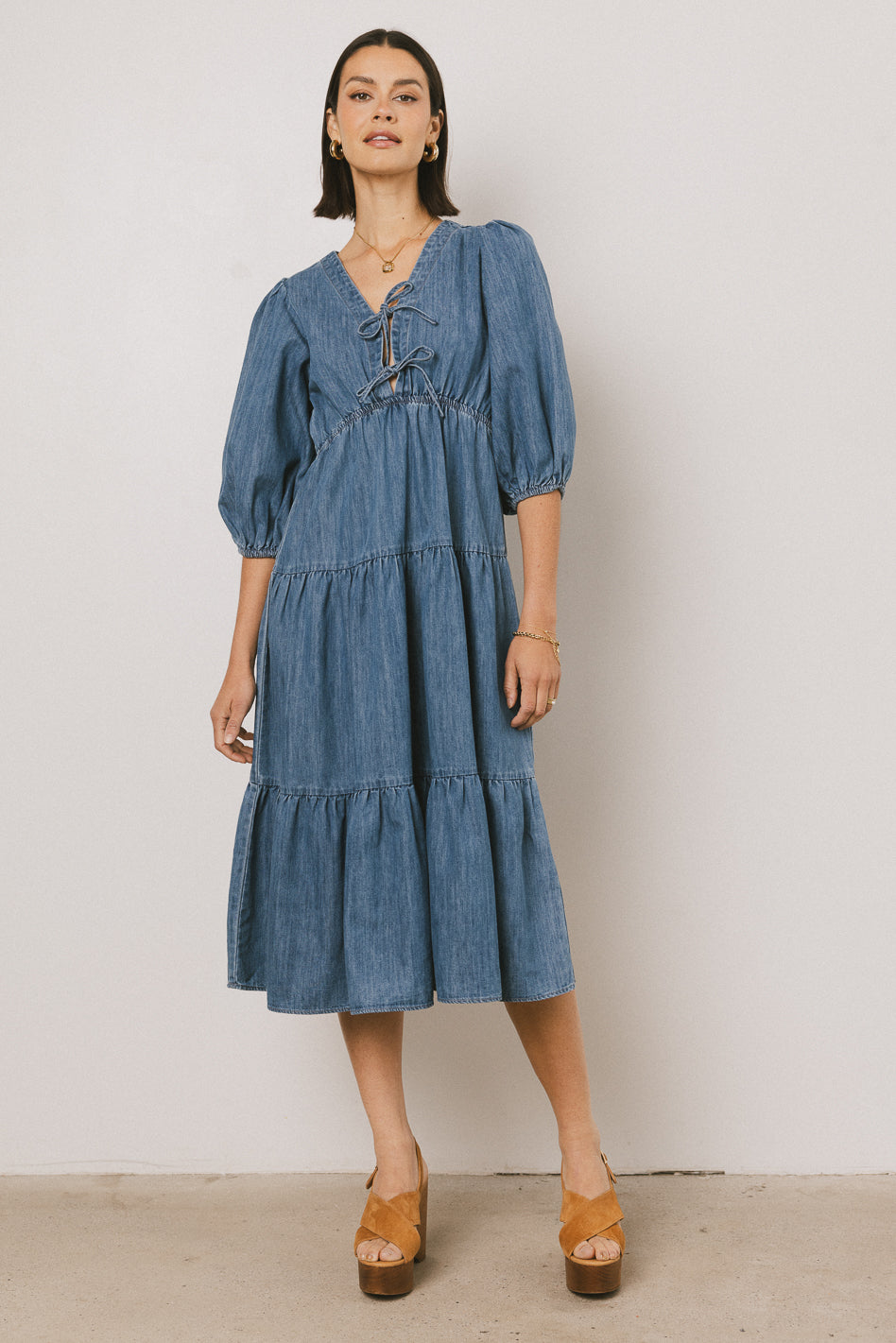 Nadia Midi Dress in Light Wash