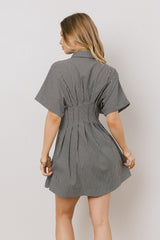 Erica Button Front Mini Dress in Grey