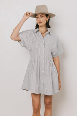 Erica Button Front Mini Dress in White