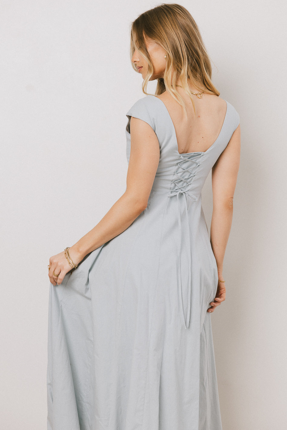 Colin Midi Dress in Slate Blue