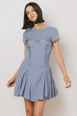 Erin Cap Sleeve Mini Dress in Blue - FINAL SALE