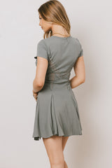 Erin Cap Sleeve Mini Dress in Sage - FINAL SALE