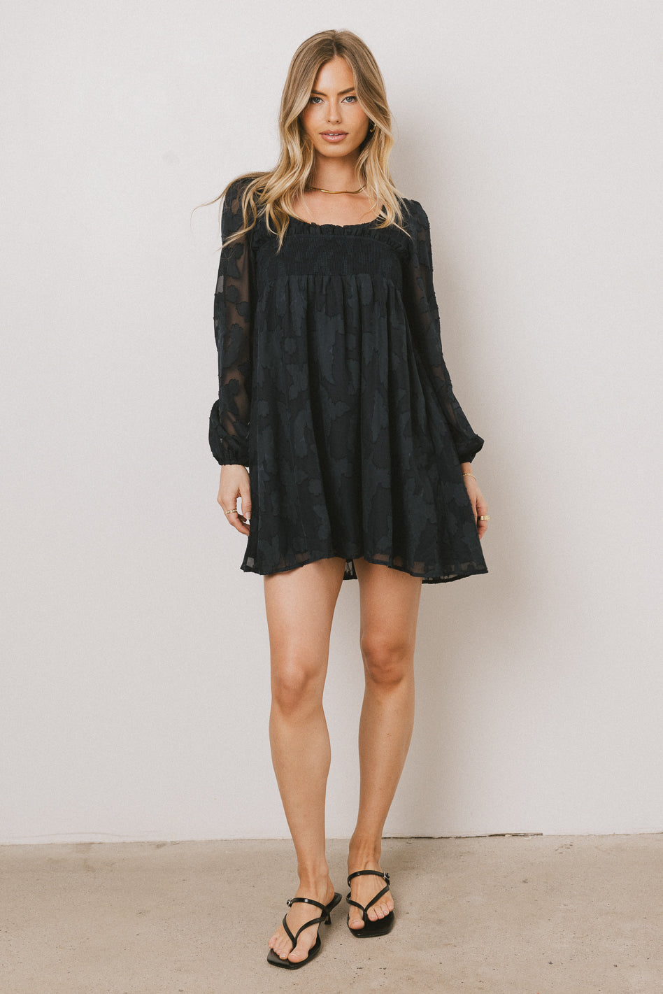 Miles Smocked Mini Dress in Navy - FINAL SALE
