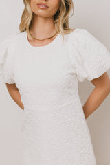Henry Textured Midi Dress in White - FINAL SALE