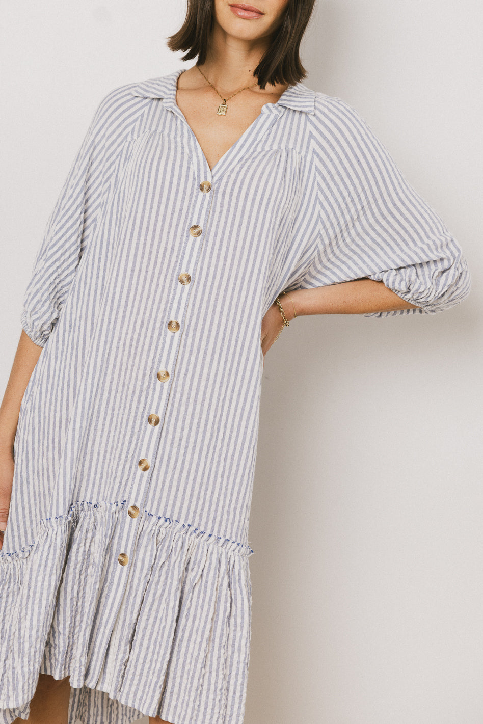 Theo Striped Midi Dress in Grey - FINAL SALE