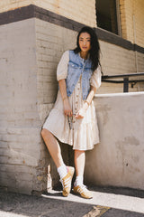 Theo Striped Midi Dress in Mustard