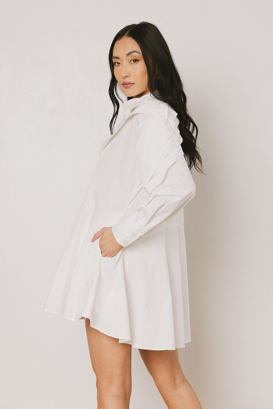 Juliet Collared Mini Dress in White - FINAL SALE