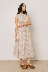 Heather Floral Maxi Dress in Brown