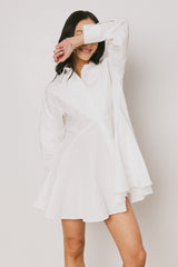 Juliet Collared Mini Dress in White - FINAL SALE