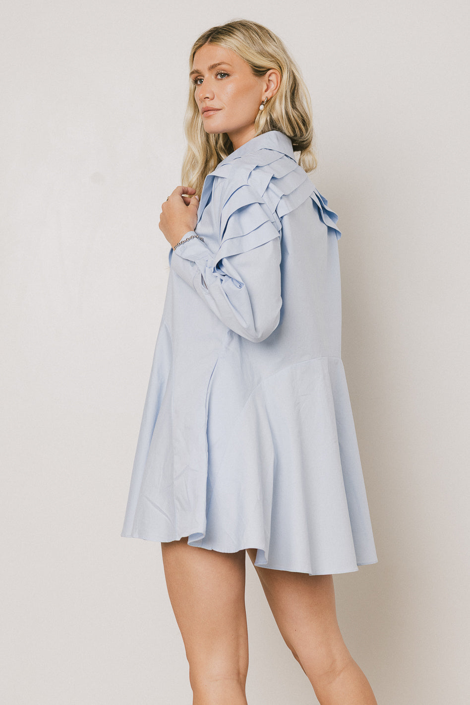 Juliet Collared Mini Dress in Blue - FINAL SALE