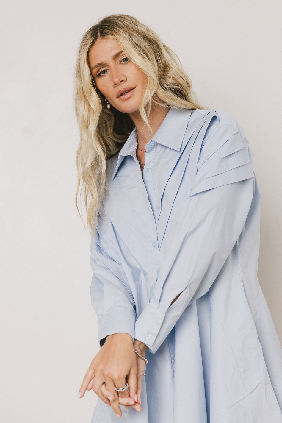 Juliet Collared Mini Dress in Blue - FINAL SALE