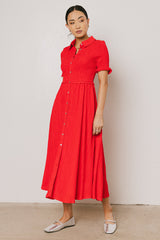Nicole Smocked Maxi Dress in Red