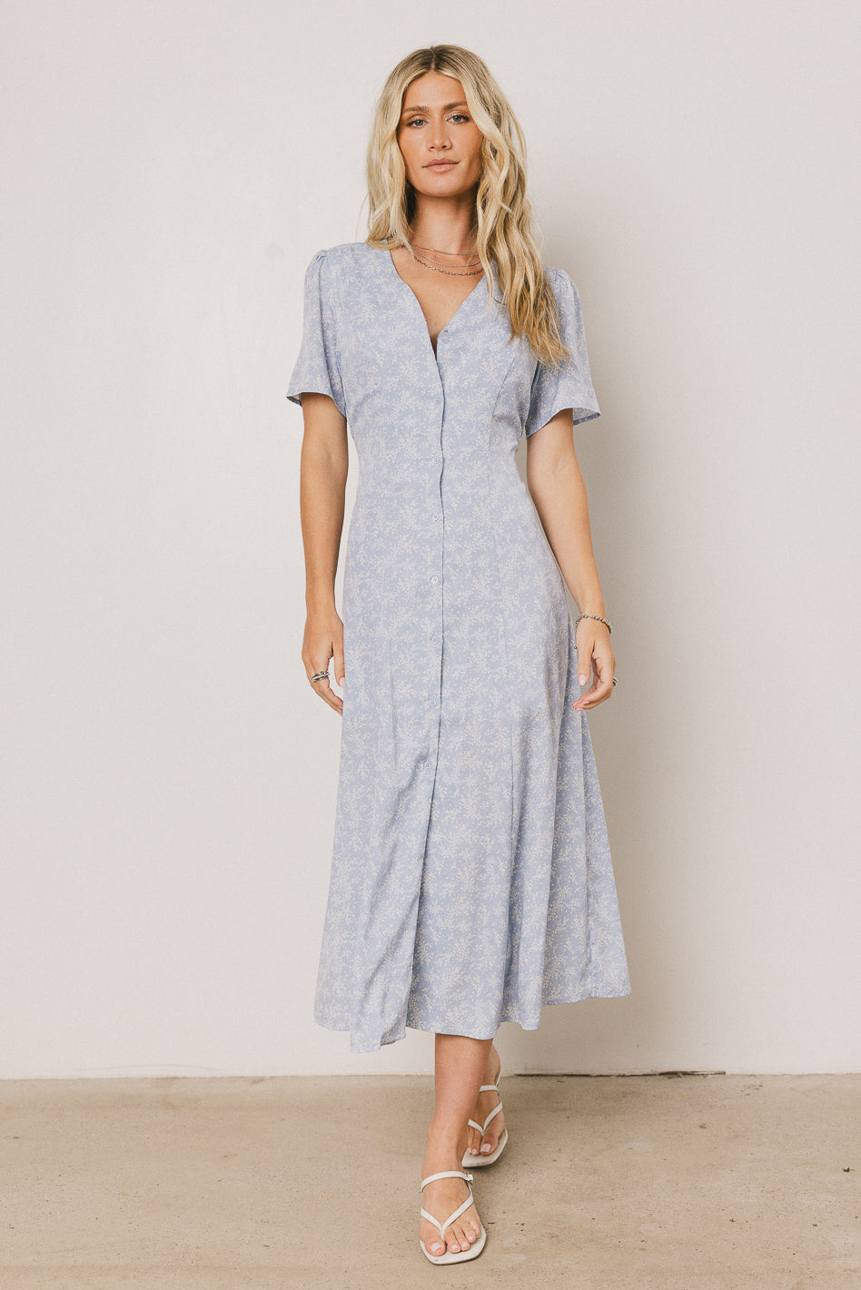 Kade Floral Midi Dress in Blue - FINAL SALE