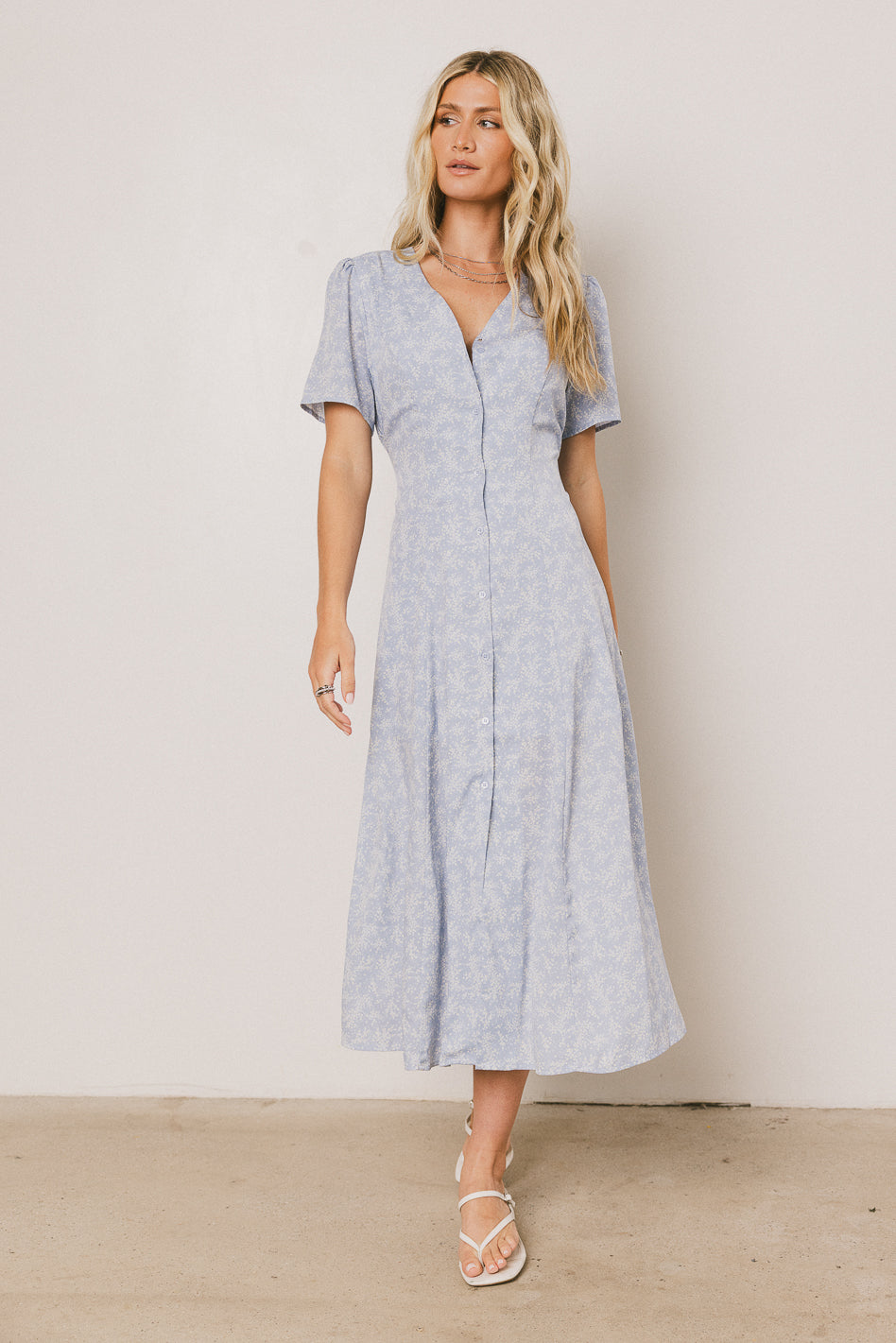 Kade Floral Midi Dress in Blue - FINAL SALE