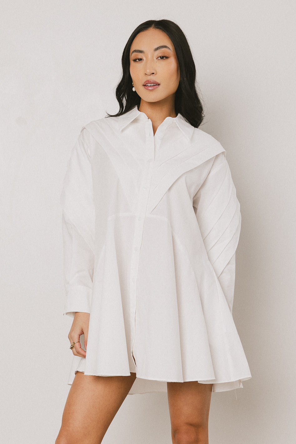 Juliet Collared Mini Dress in White - FINAL SALE