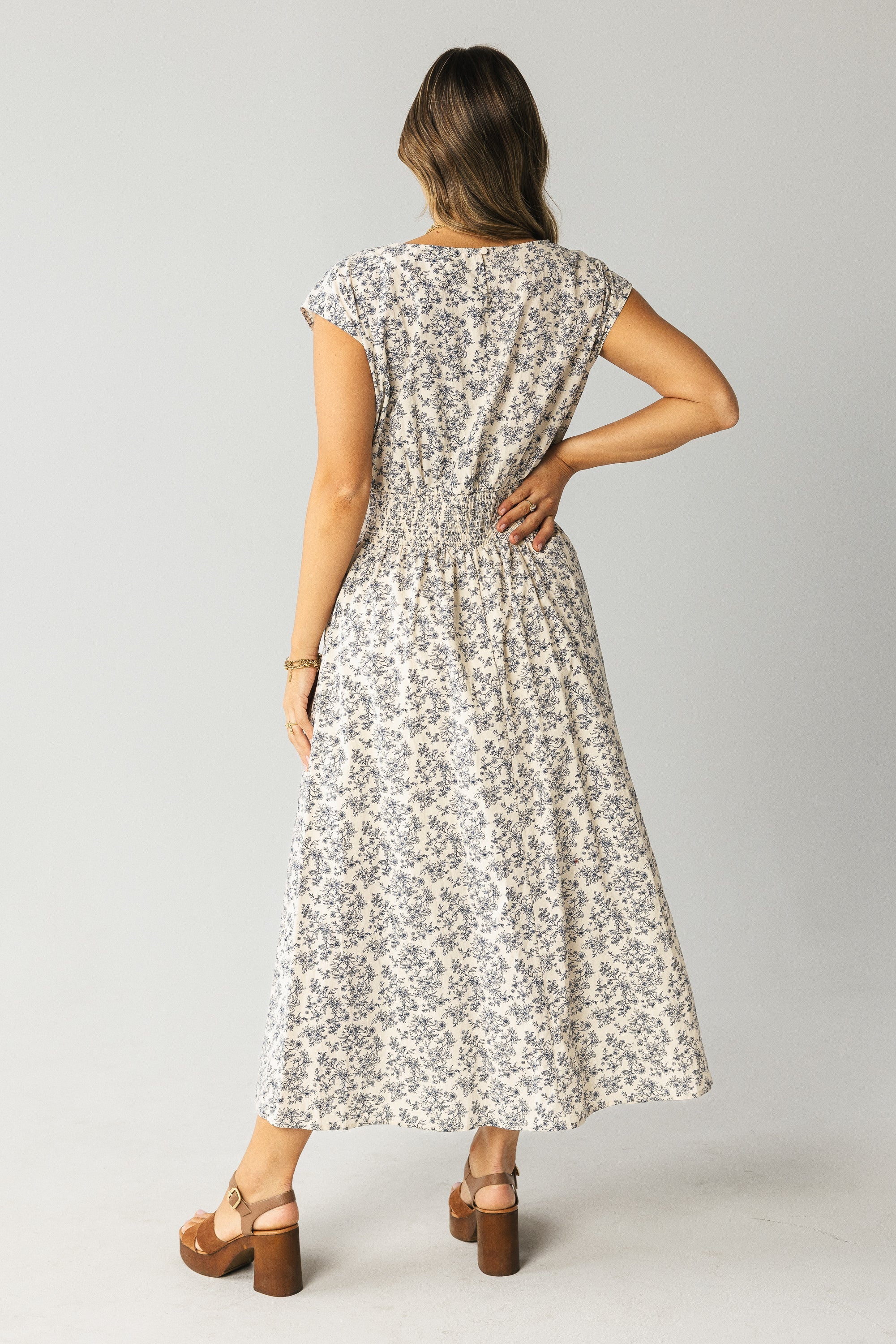 Heather Floral Maxi Dress in Blue