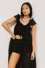 Mona Embroidered Kimono in Black