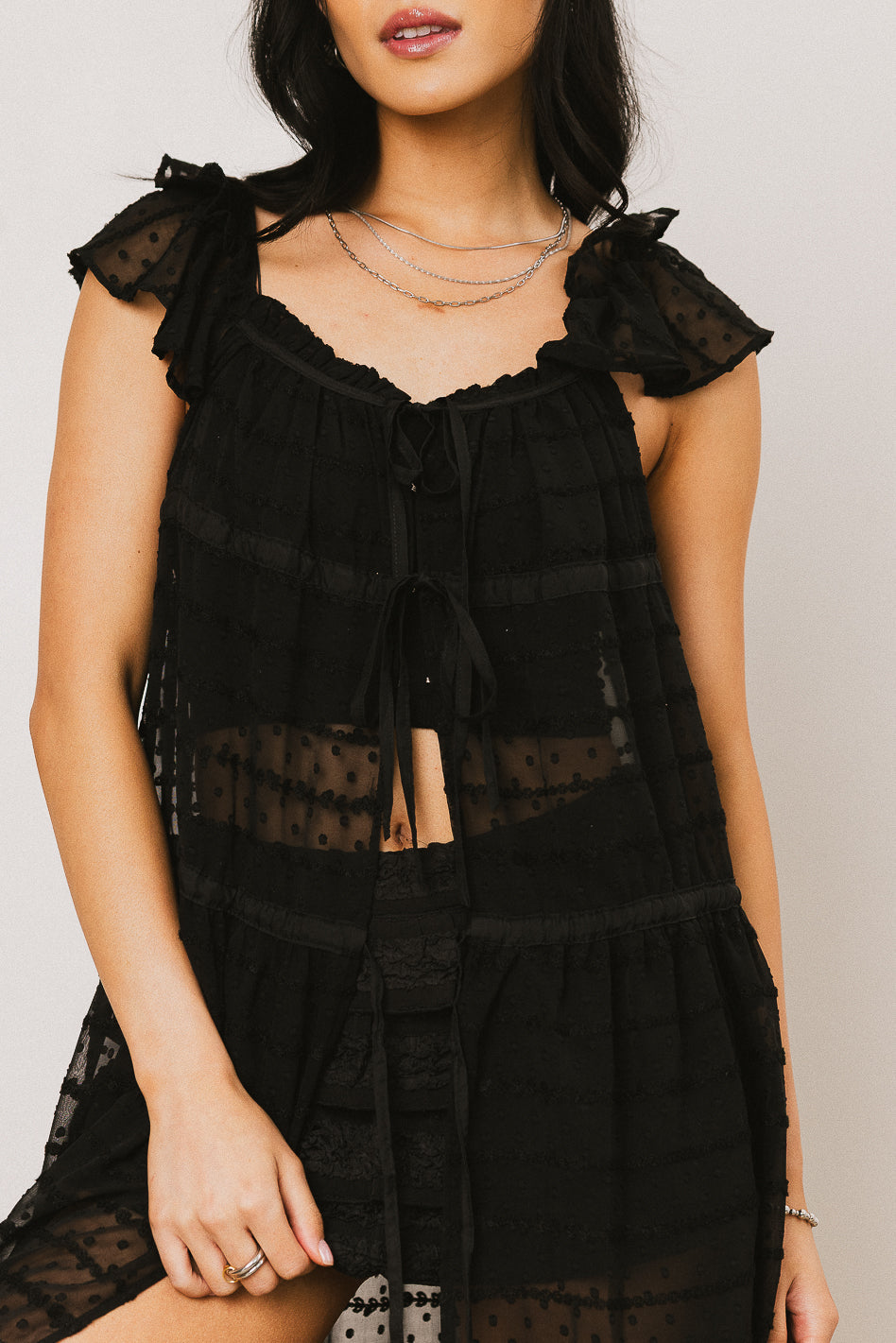 Mona Embroidered Kimono in Black