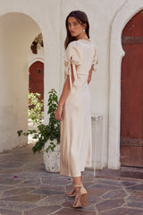 Amanda Lace Trim Maxi Dress in Blush