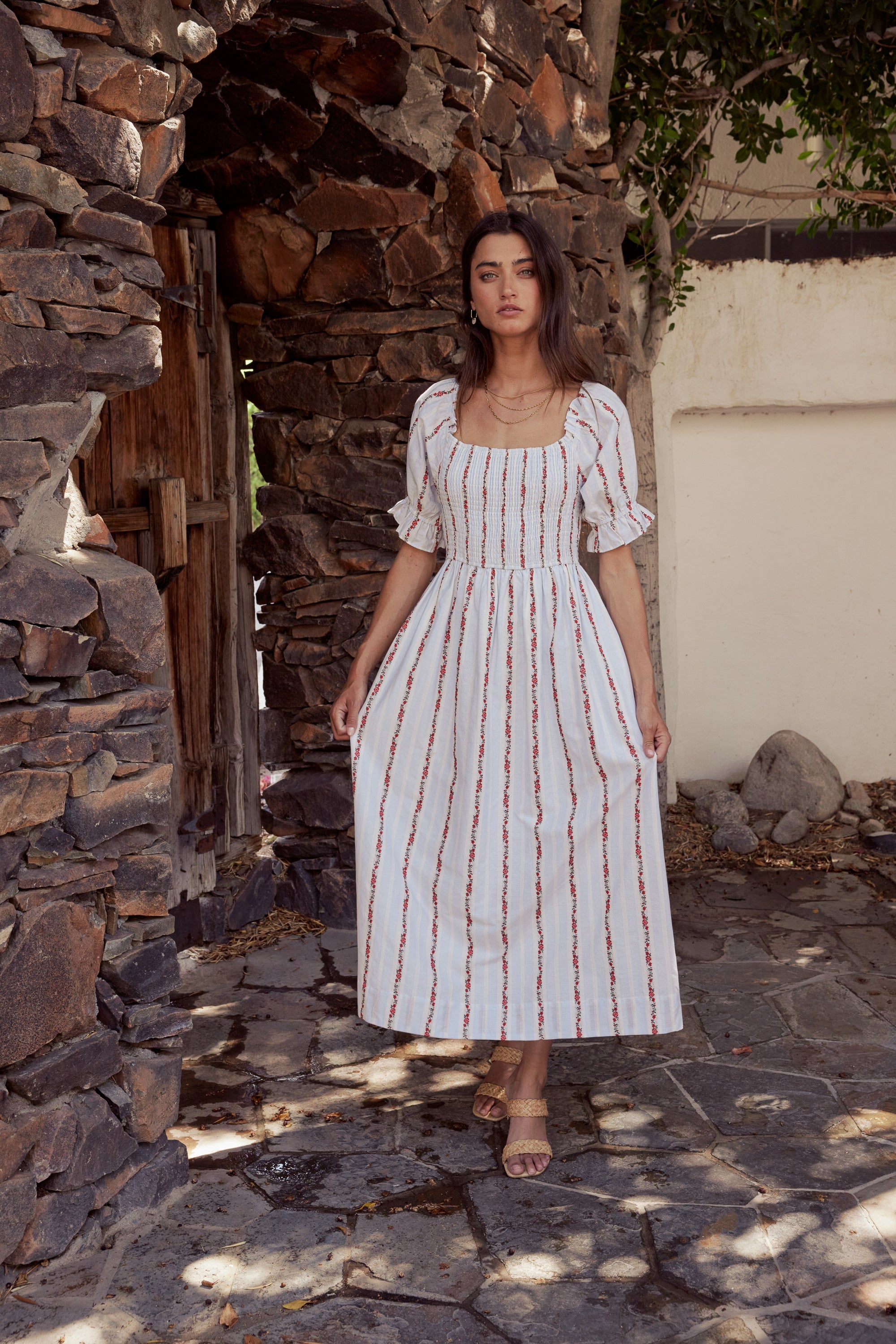 Effie Embroidered Midi Dress