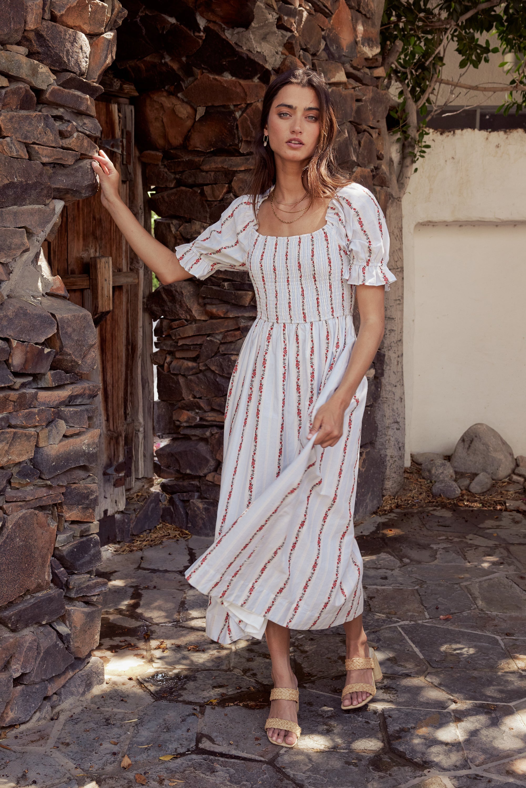 Effie Embroidered Midi Dress