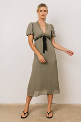 Selah Lace Trim Midi Dress in Sage