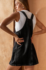 Koa Denim Mini Dress in Black