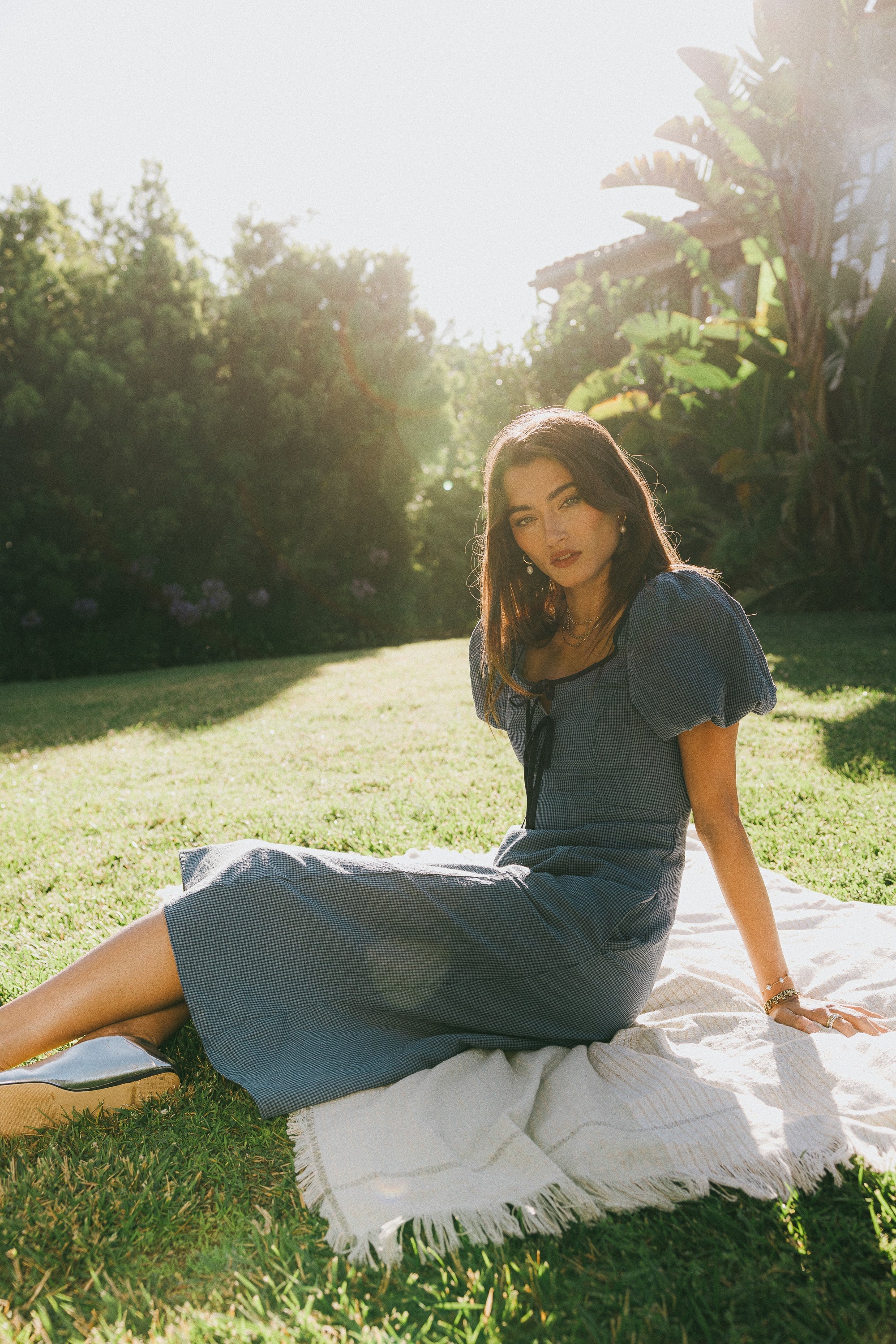 Elle Gingham Midi Dress