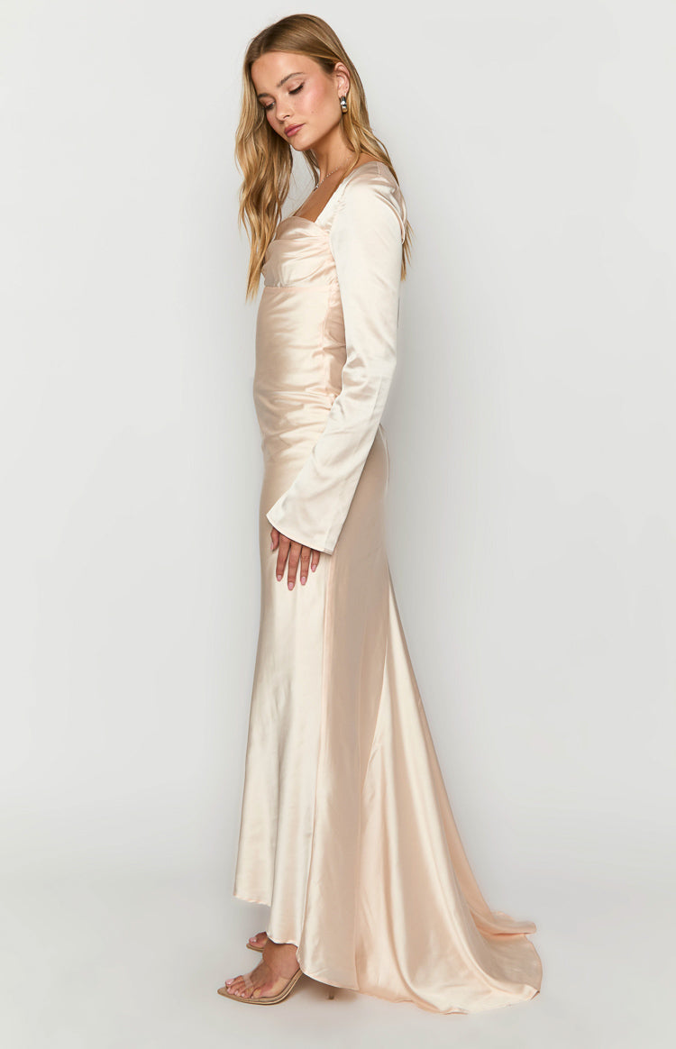 Addina Cream Long Sleeve Maxi Dress