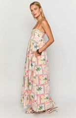 Akari White Tomato Girl Print Maxi Dress