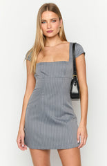 Amelia Grey Striped Mini Dress