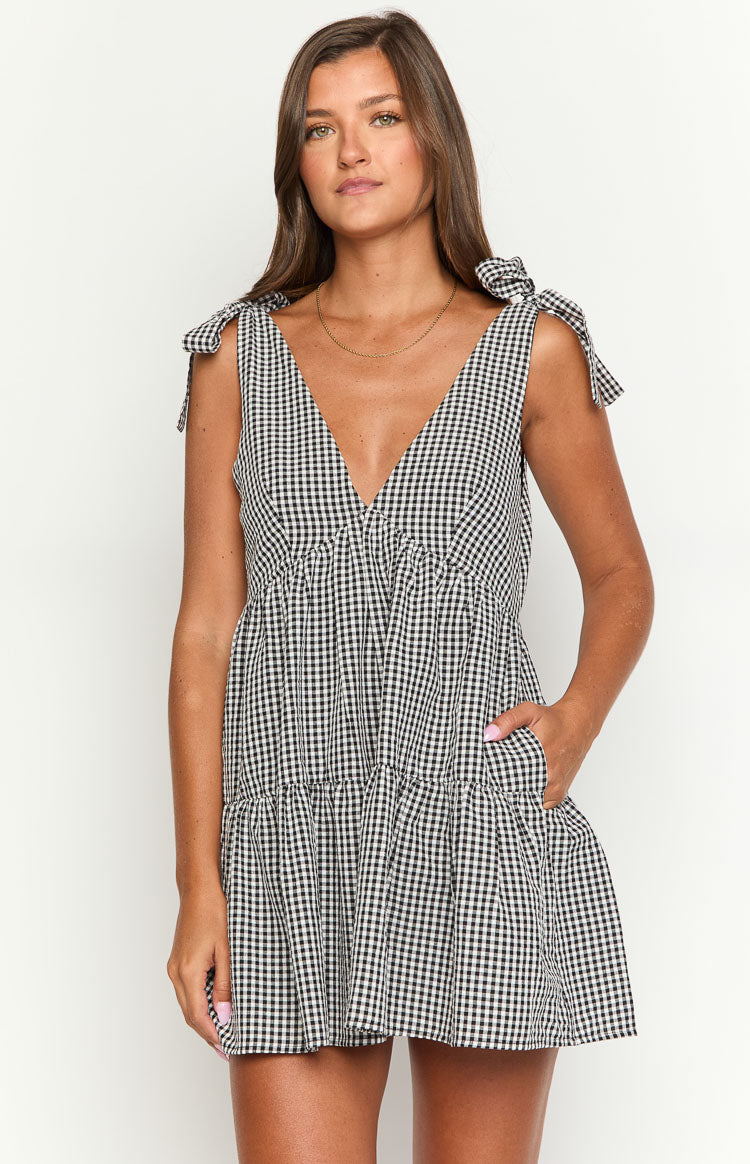 Angel Girl Black Gingham Mini Dress