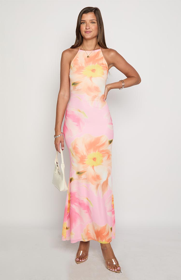 Ashton Pink Floral Kisses Maxi Dress