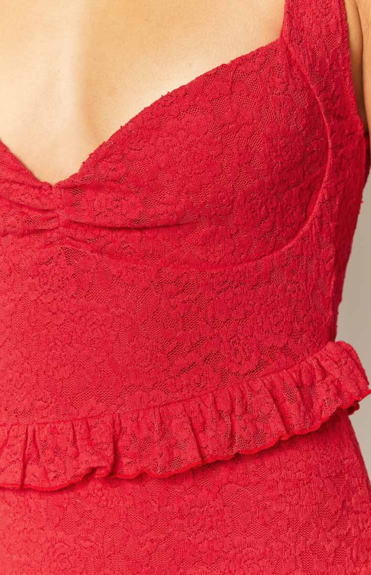 Astrodust Red Lace Mini Dress