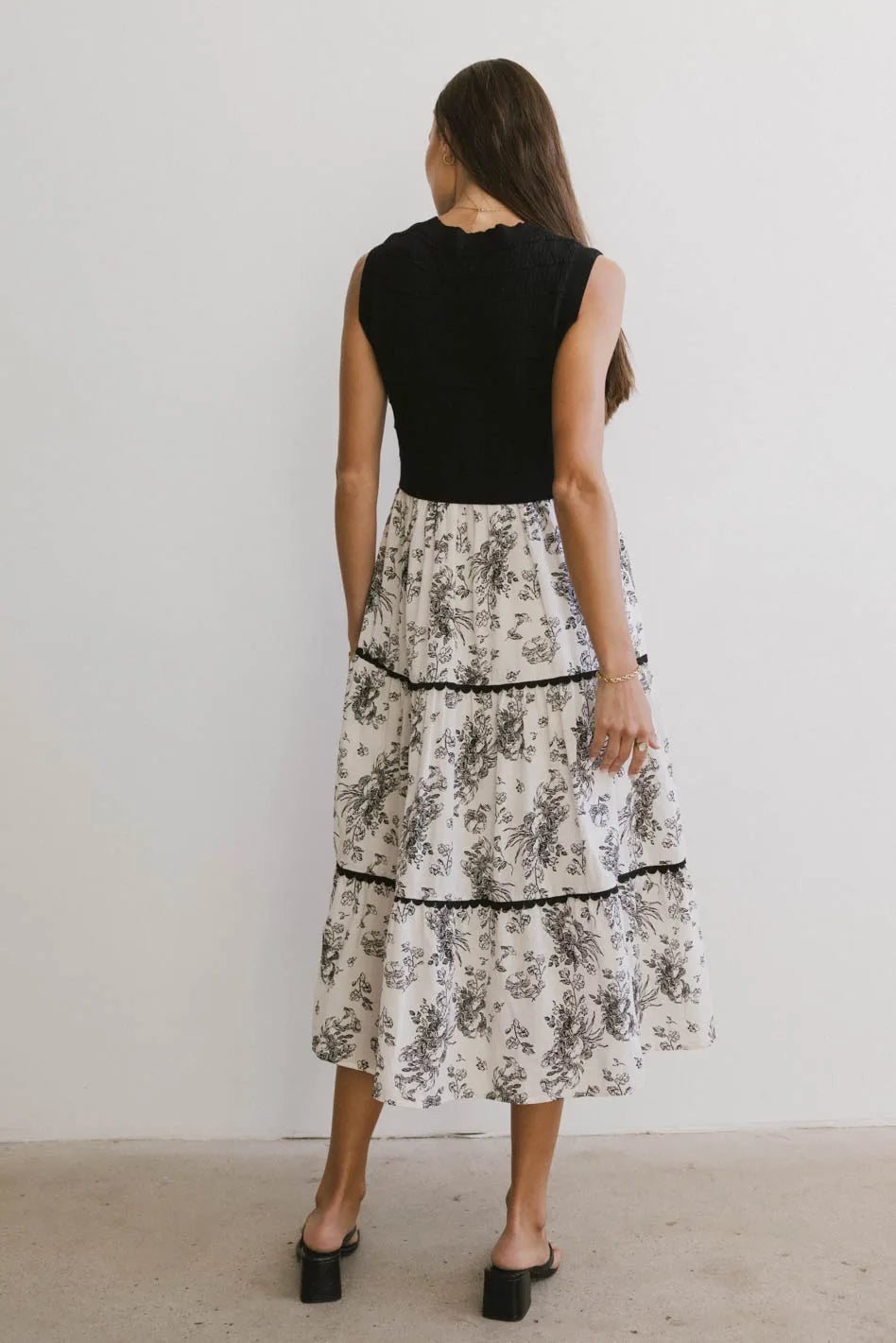 Cherney Tiered Floral Dress in Black - FINAL SALE